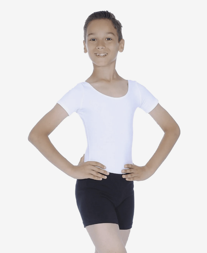 Short Sleeved White Boys Leotard